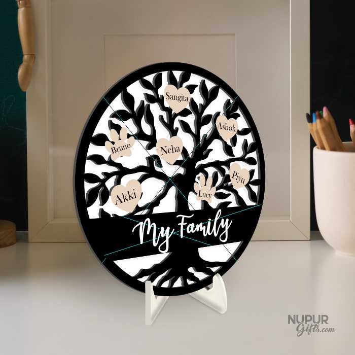 Family Tree Plaque with Family Members Name / Pet Name by Nupur Gifts