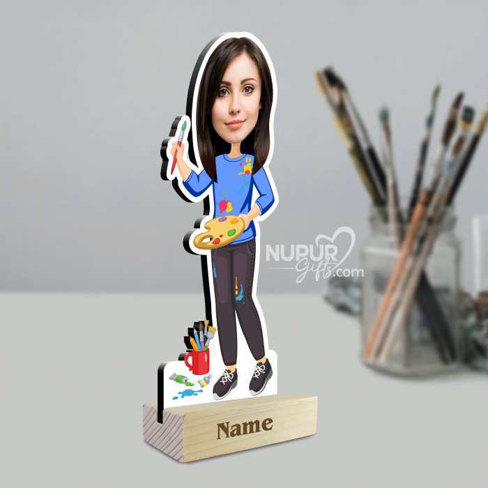 Lady Painter | Artist Personalized Caricature Photo Stand