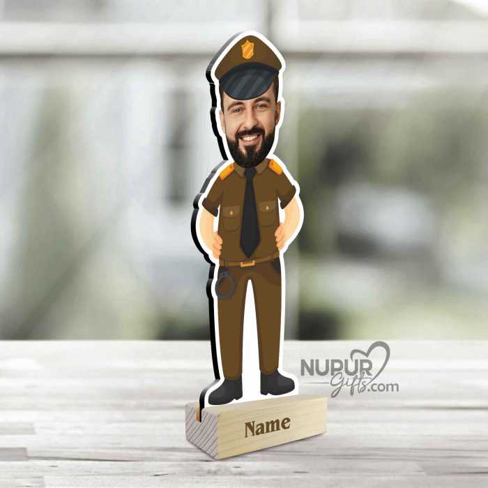 Police Officer Personalized Caricature Photo Stand