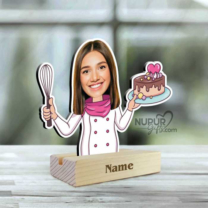 Lady Baker Chef Personalized Caricature Photo Stand