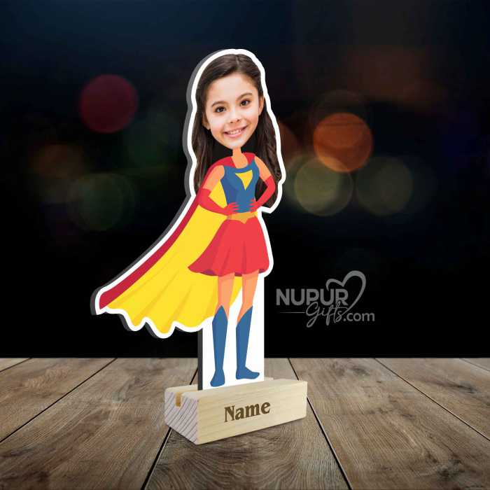 Super Girl Personalized Caricature Photo Stand