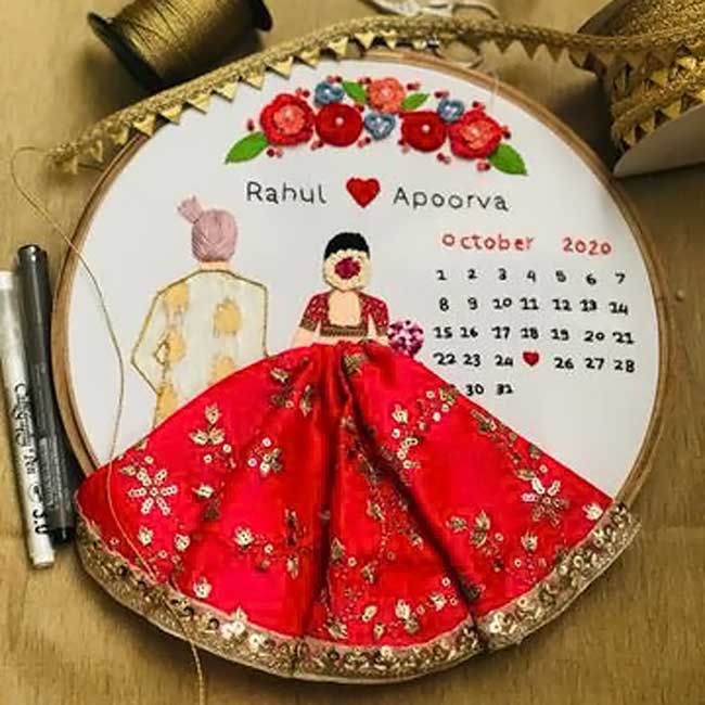 Wedding Couple Customized Handmade Embroidery Hoop