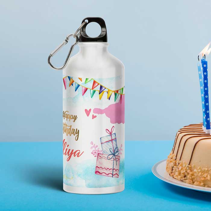 Happy Birthday Personalized Water Bottle - Metal