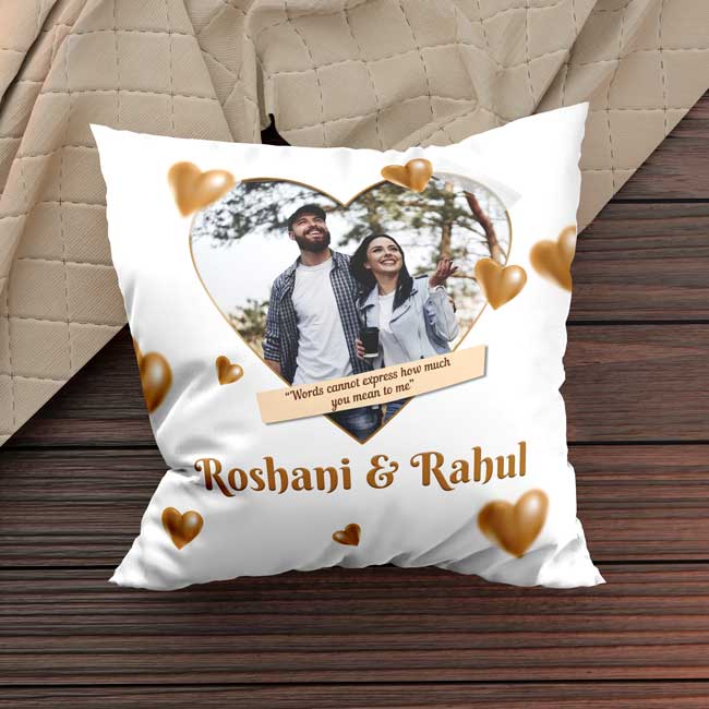 Couple Customized Photo Cushion by Nupur Gifts