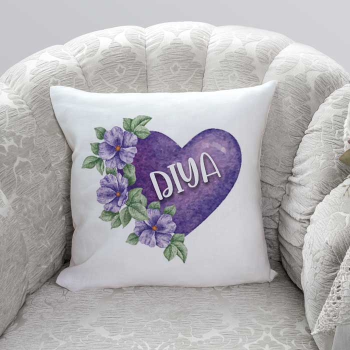 Floral Name Customized  Cushion by Nupur Gifts