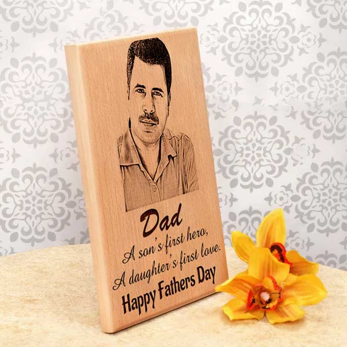 Engraved Wooden Customized Photo Frame For Father by Nupur Gifts