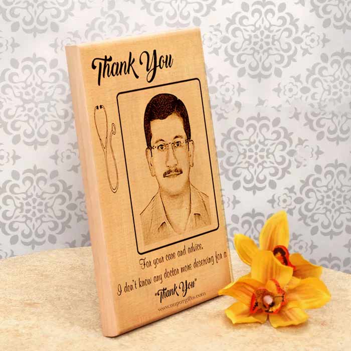 Engraved Wooden Customized Photo Frame for Doctor by Nupur Gifts