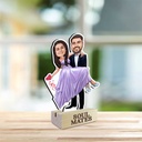 Couple Hearts Personalized Caricature Photo Stand