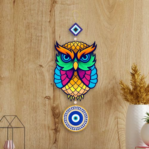 Owl Evil Eye” Hanging for House/Positive Vibes/House Door Entrance/Offices/Decoration/Good Luck Charm/Prosperity/Peace Charm/Door Hanging/Positive Vibes