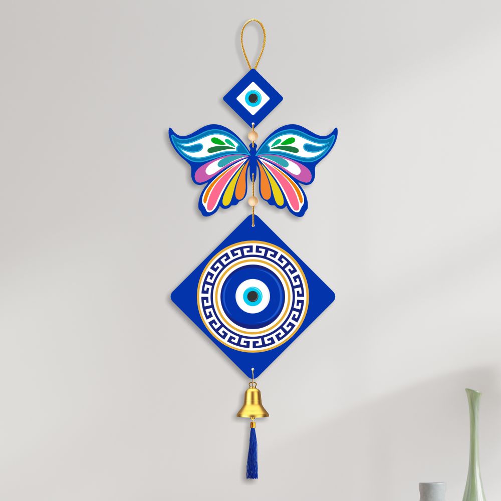 Chromatic Energy Defender Evil Eye with Butterfly” Hanging for Home decor/positive energy/Hamsa Hand/Handcrafted Item/Wall Art/Decor/House Decor/Office/Good Luck Charm/Prosperity