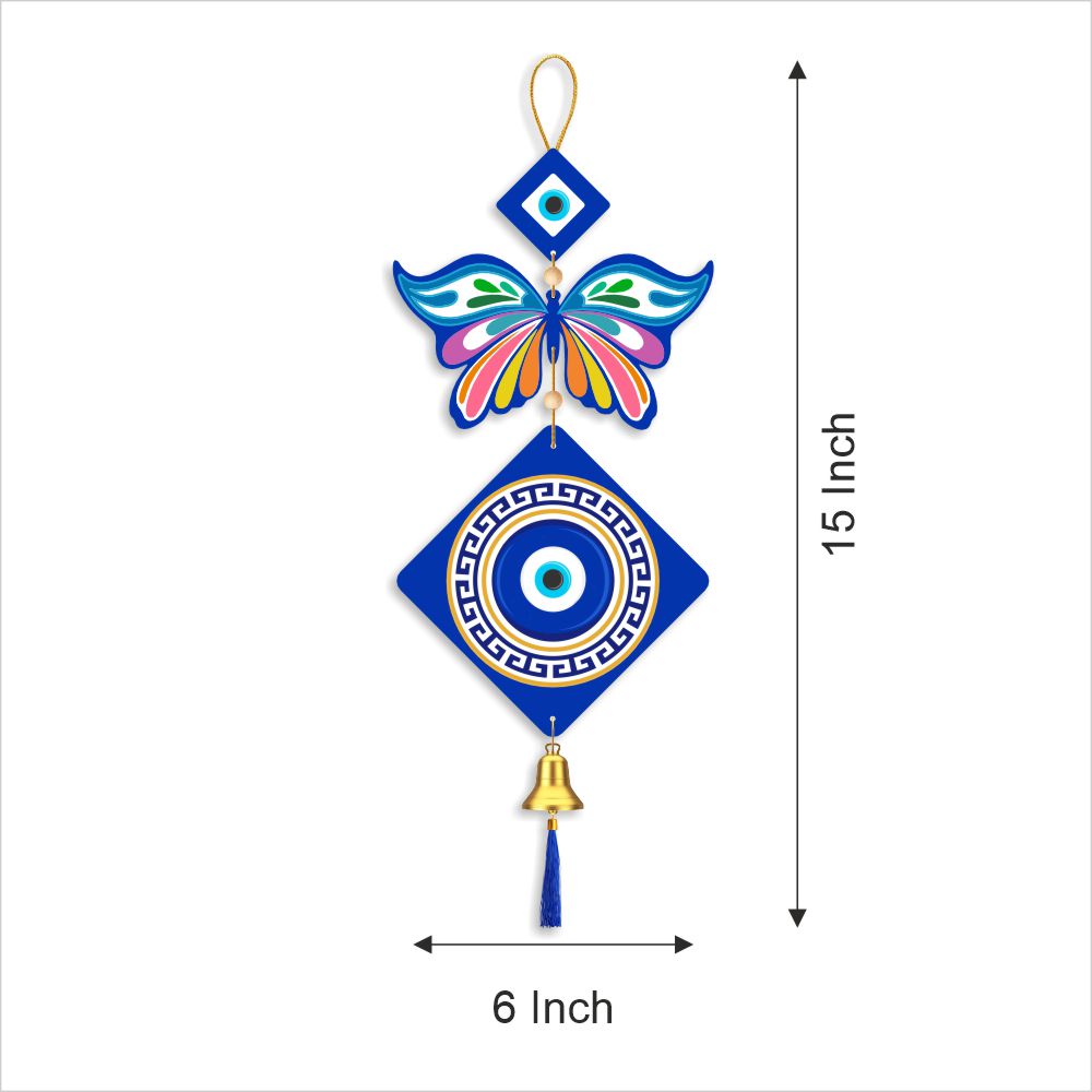 Chromatic Energy Defender Evil Eye with Butterfly” Hanging for Home decor/positive energy/Hamsa Hand/Handcrafted Item/Wall Art/Decor/House Decor/Office/Good Luck Charm/Prosperity