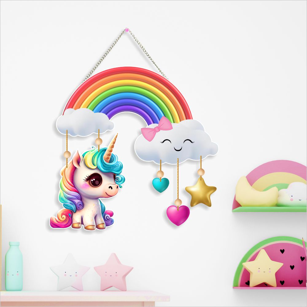 Playful Unicorn with Cloud” Wooden Wall Hanging/Decorative Item/Kids Room/Gifts/Living Room/Modern Decor Items/Home decor/Living Room/Wall Hanging/Decor/Offices/Decoration