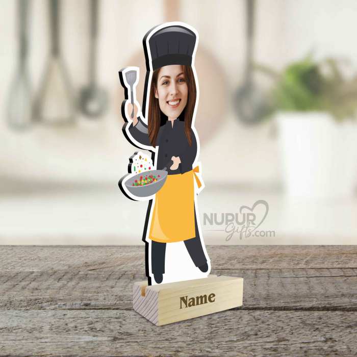 Lady Chef Personalized Caricature Photo Stand