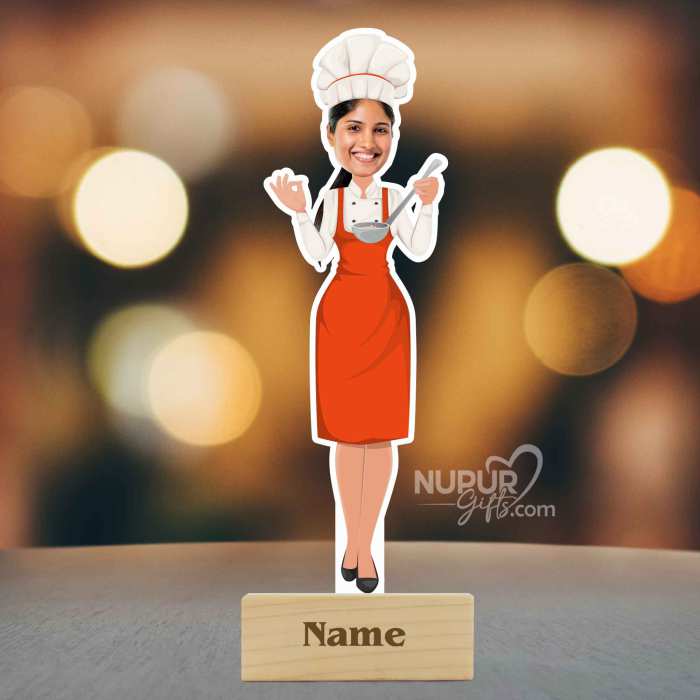 Lady Chef Personalized Caricature Photo Stand