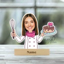Lady Baker Chef Personalized Caricature Photo Stand