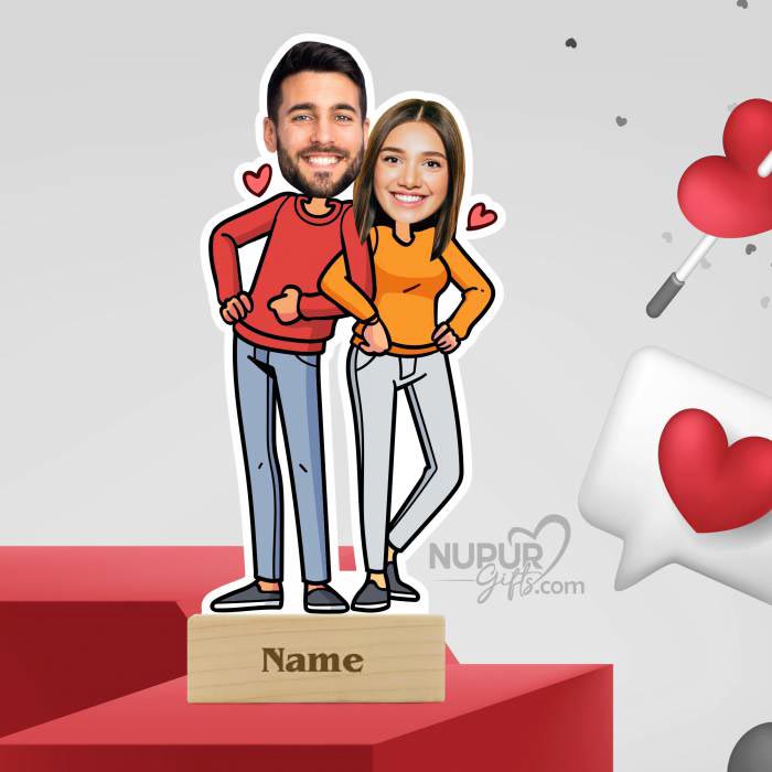 Happy Couple Personalized Caricature Photo Stand