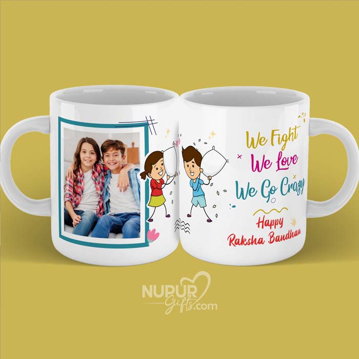 We Fight Funny Personalized Photo Mug for Brother Sister