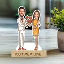 Couple with Flower Personalized Caricature Photo Stand