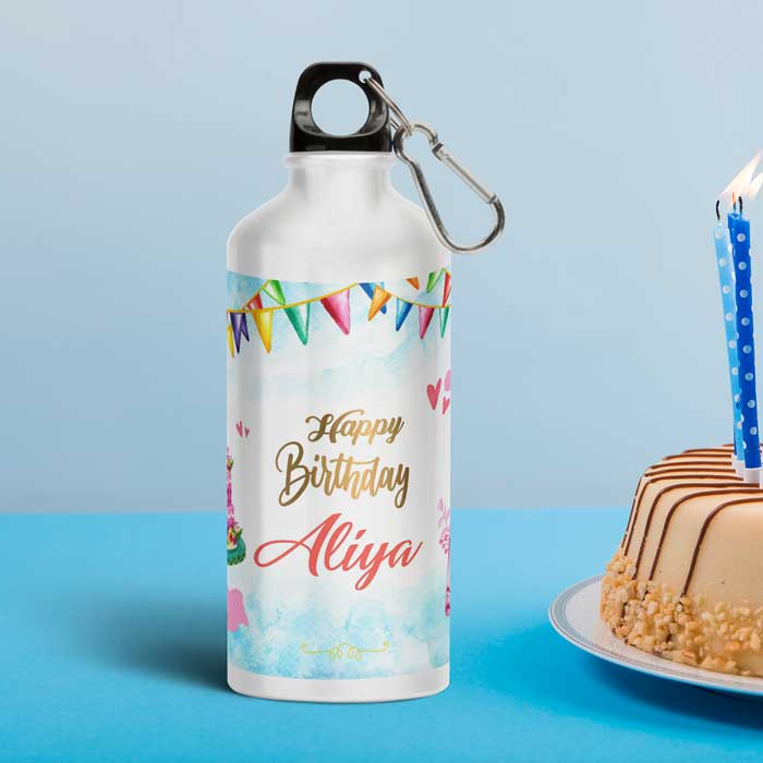 Happy Birthday Personalized Water Bottle - Metal