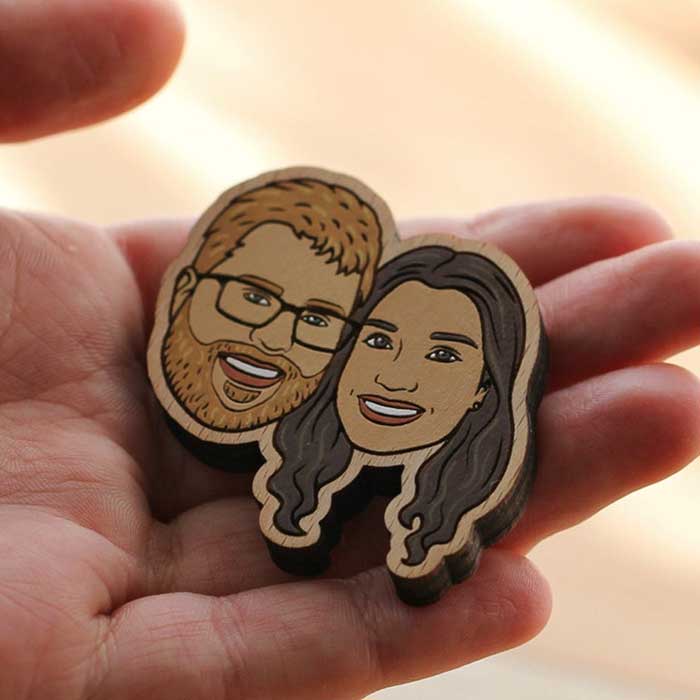 Customized Couple Face Wooden Magnet