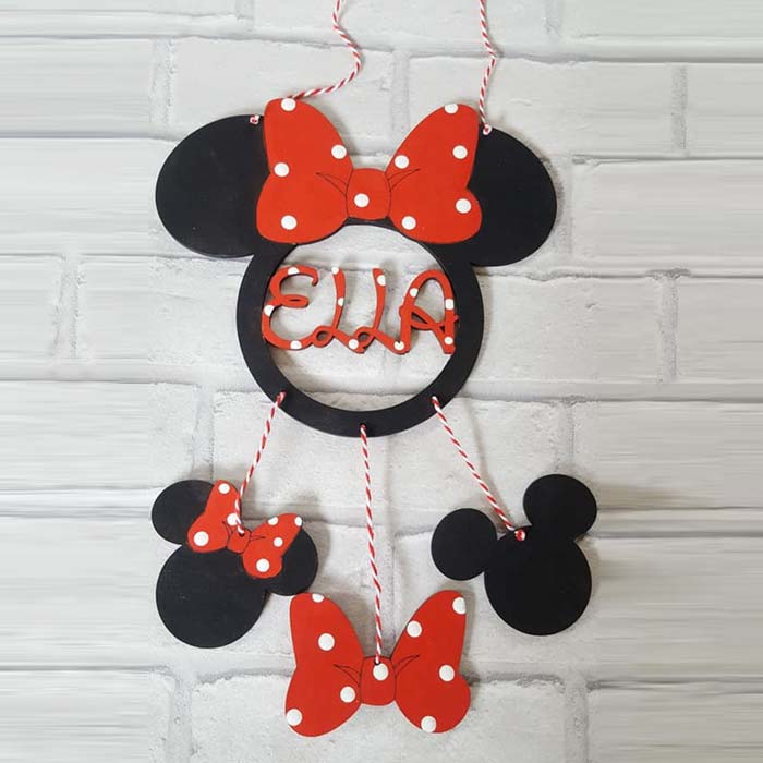 Minnie Mouse Theme Wooden Hanging Personalised Dream Catcher