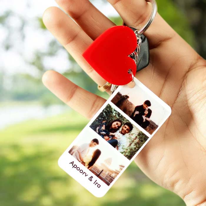 Customized Photo Keychain | Name Keychain with Heart