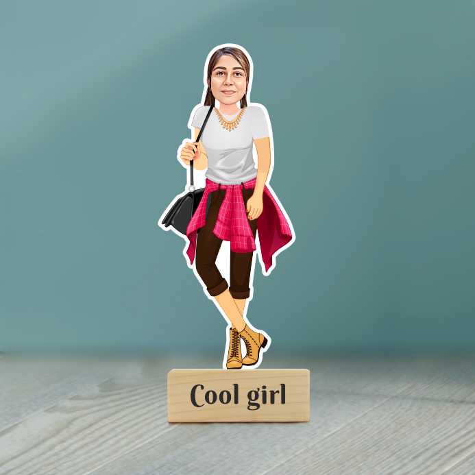 Cool Girl / Swag / Casual Wear / Personalised Caricature Photo Stand