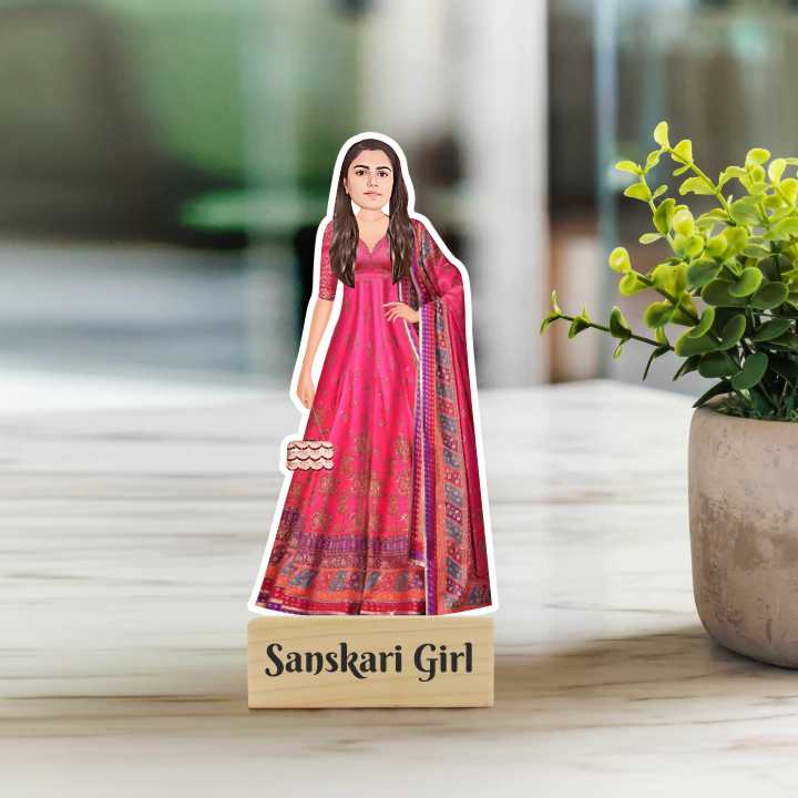 Sanskari / Sharmili / Innocent / Girl Personalized Caricature Photo Stand
