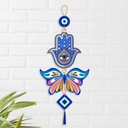 “Mulicolor Butterfly Evil Eye Hamsa Hand” Hanging for Home decor/Positive Vibes/Butterfly Evil Eye/Handcrafted Item/Wall Art/Decor/Offices/Decoration/Good Luck Charm/Prosperity