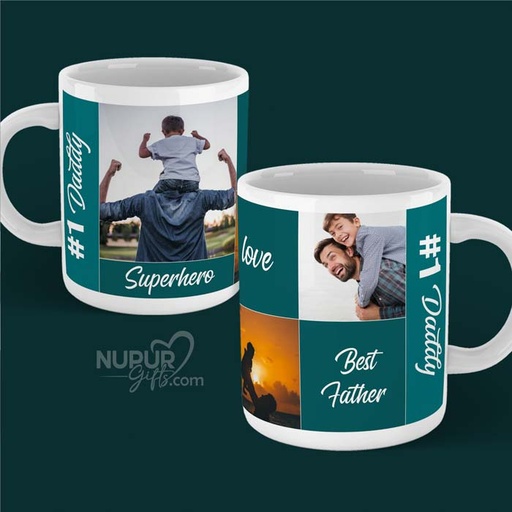 [mug7] Best Father | Superhero Custom Photo Coffee Mug