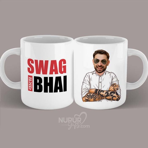 [mug37] Swag Vala Bhai Personalized Caricature Photo Mug