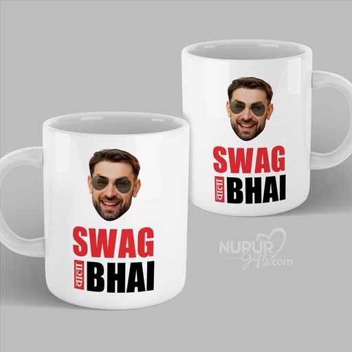 [mug43] Swag Wala Bhai Personalized Caricature Photo Mug