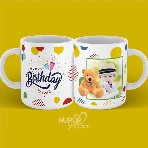 [mug44] Birthday Personalized Caricature Photo Mug for Kids