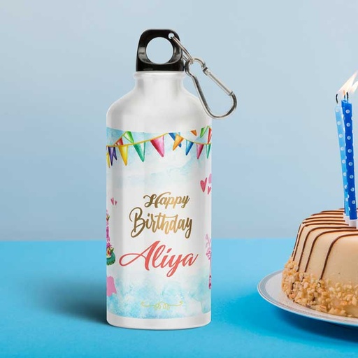 [wb3] Happy Birthday Personalized Water Bottle - Metal