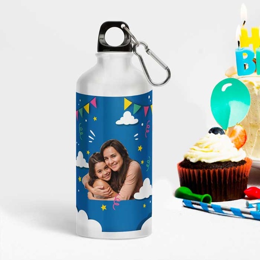 [wb6] Birthday Personalized Photo Water Bottle - Metal