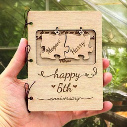 [gc1] Engraved Wooden Personalized Couple Greeting Card