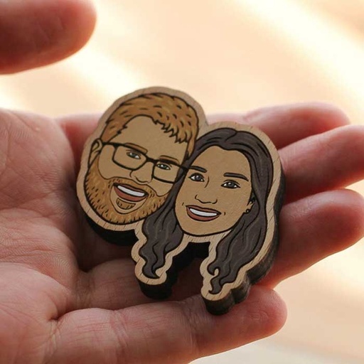 [m1] Customized Couple Face Wooden Magnet