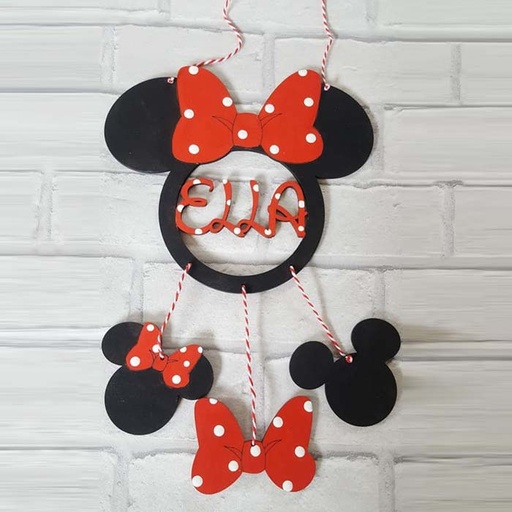 [dc5] Minnie Mouse Theme Wooden Hanging Personalised Dream Catcher