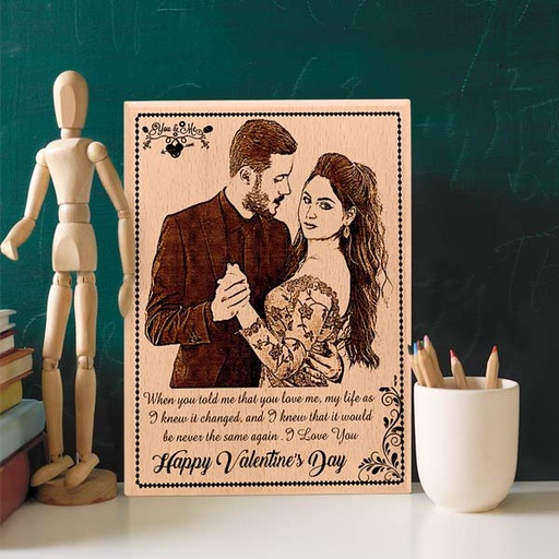 [eg1] Valentine Day Engraved Wooden Customized Photo Frame