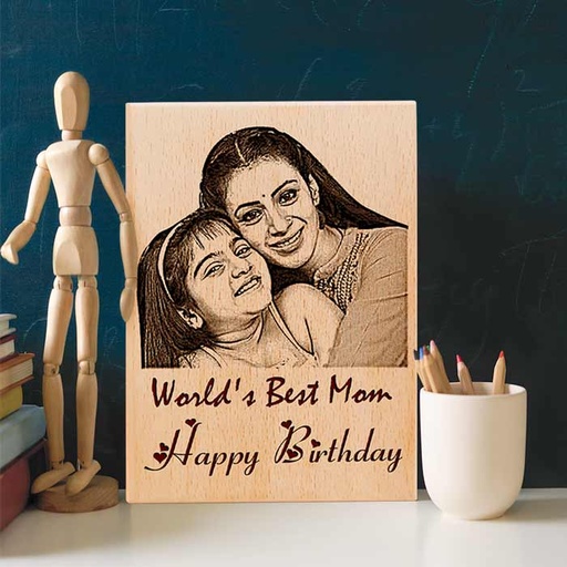 [eg3] Birthday Engraved Wooden Customized Photo Frame for Mother