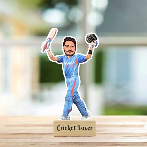 [cari40] Cricketer / Cricket Lover Personalized Caricature Photo Stand