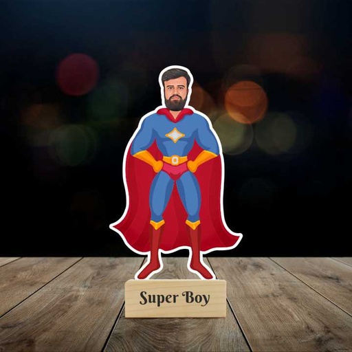 [cari44] Super Boy / Kid / Super Hubby Personalized Caricature Photo Stand