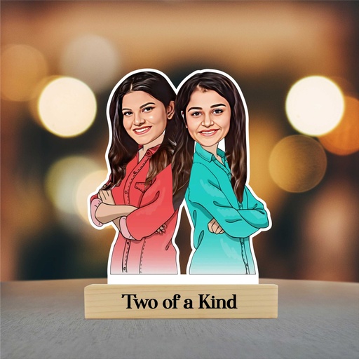 [cari49] Two of a Kind Family / Sisters Personalized Caricature Photo Stand