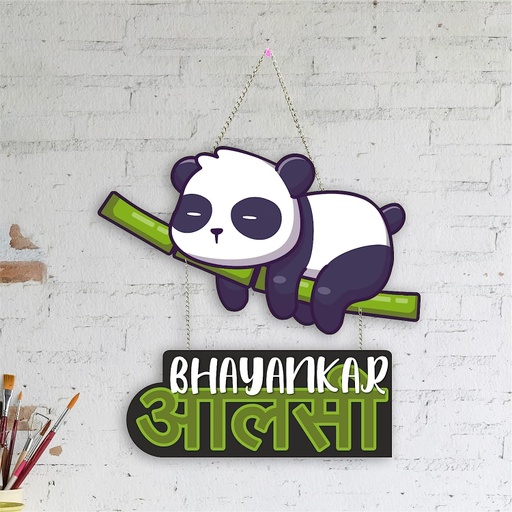 [HD3] “Aalsi Panda” Wall Decoration/Bedroom Hangings/Study Room/Home Decor/Feeling Vibes/Door Decoration/Lazy Quotes