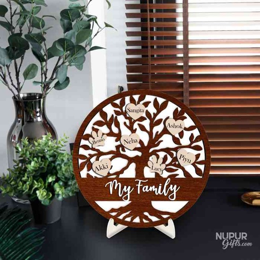 [mdf37] Family Tree Plaque with Family Members Name / Pet Name