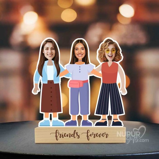 [cari2] Friends Forever | 3 Friends Personalized Caricature Photo Stand