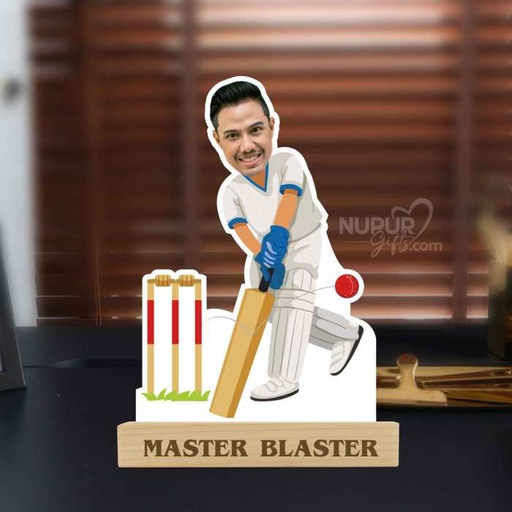 [cari4] Cricketer Personalized Caricature Photo Stand