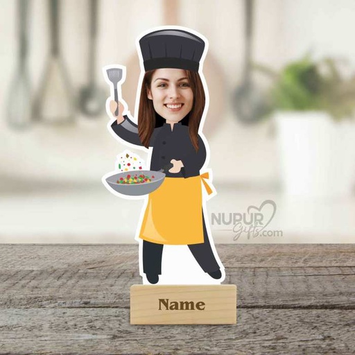 [cari5] Lady Chef Personalized Caricature Photo Stand