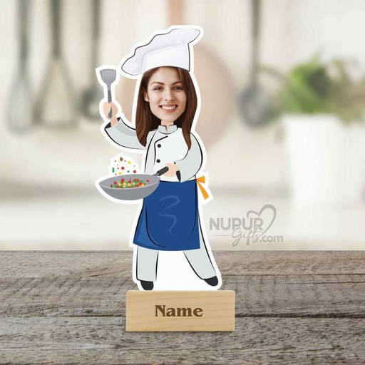 [cari7] Lady Chef Personalized Caricature Photo Stand