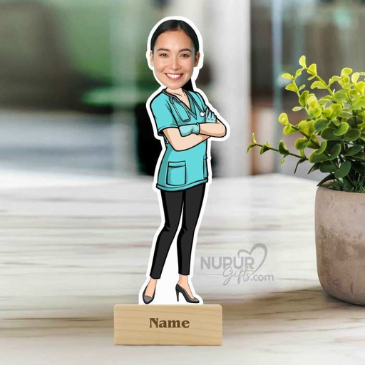 [cari11] Lady Nurse Personalized Caricature Photo Stand